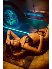 Ensemble lingerie 4 pièces noir effet wetlook – Mapalé