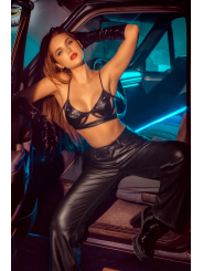 Ensemble lingerie noir effet wetlook avec découpes – Mapalé