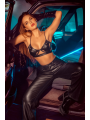 Ensemble lingerie noir effet wetlook avec découpes – Mapalé