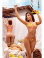 Ensemble lingerie rose et jaune en maille transparente brodée – Mapalé