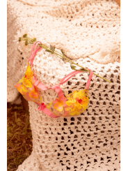Ensemble lingerie rose et jaune en maille transparente brodée – Mapalé