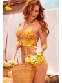 Ensemble lingerie rose et jaune avec soutien-gorge longline brodé – Mapalé
