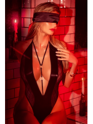 Body noir effet wetlook avec maille transparente – Mapalé