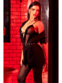 Body noir effet wetlook avec empiècements en maille – Mapalé