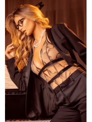 Body chair et noir en dentelle brodée sculptante – Mapalé