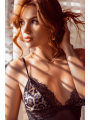 Babydoll noir en maille transparente avec dentelle imprimé animal – Mapalé