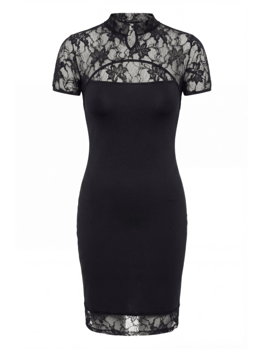 Robe courte col dentelle Athéna - LDC06BLK