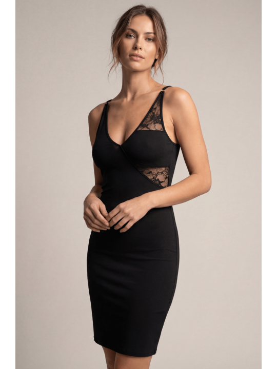 Robe courte à bretelles Victoria - LDC05BLK