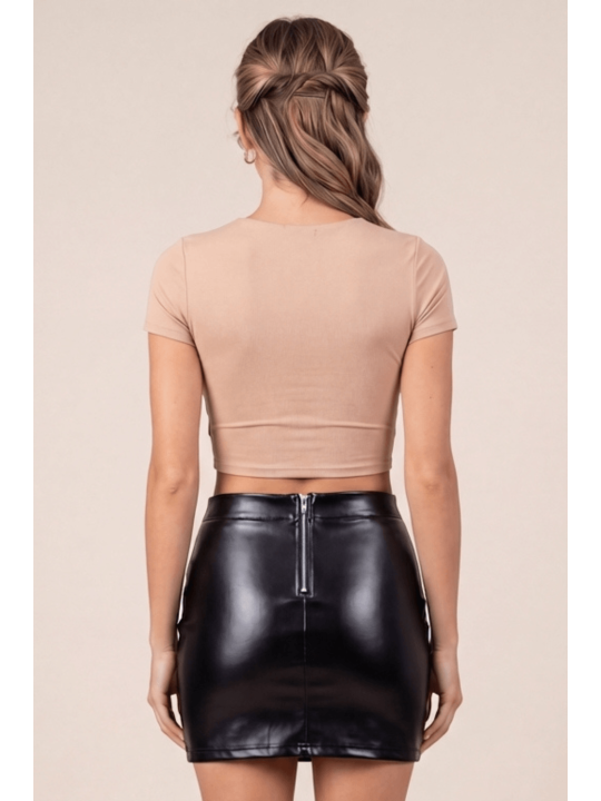 Jupe sexy courte noire wetlook Alessia - LSL4-SBLK