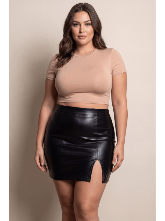 Jupe sexy courte noire wetlook Alessia - LSL4-SBLK