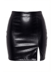 Jupe sexy courte noire wetlook Alessia - LSL4-SBLK