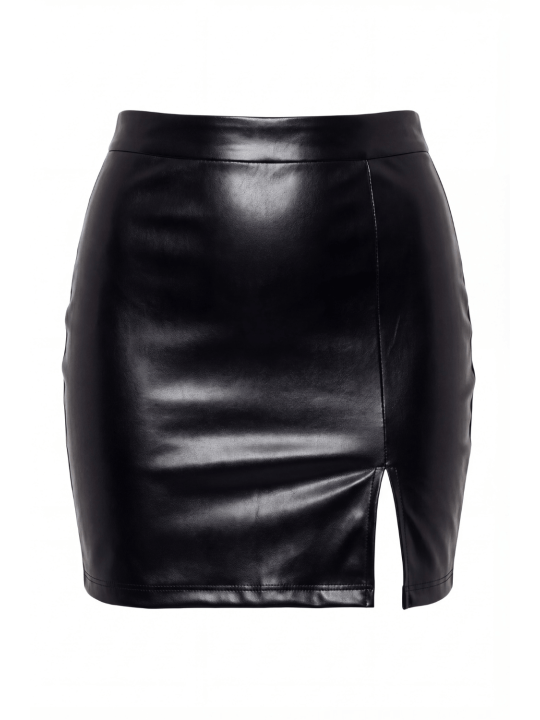 Jupe sexy courte noire wetlook Alessia - LSL4-SBLK