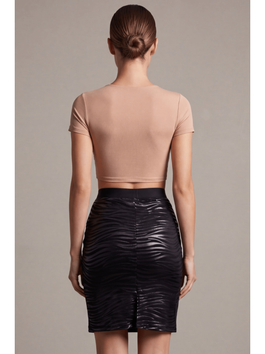 Jupe longue noire imprimé zébré Emma - LSS2-LBLK
