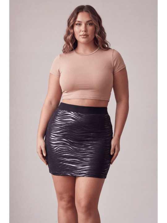 Jupe longue noire imprimé zébré Emma - LSS2-LBLK