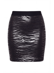 Jupe longue noire imprimé zébré Emma - LSS2-LBLK