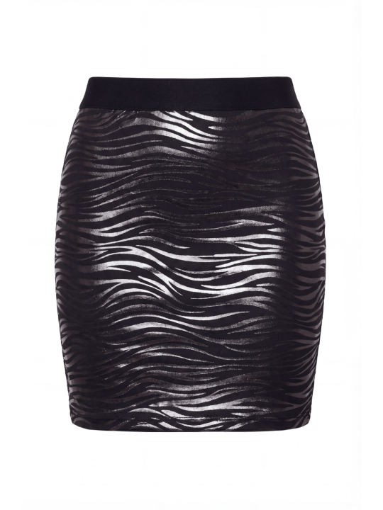 Jupe longue noire imprimé zébré Emma - LSS2-LBLK