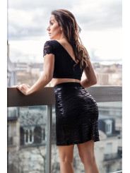 Jupe longue noire imprimé zébré Emma - LSS2-LBLK