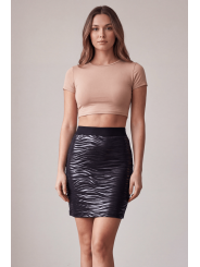 Jupe longue noire imprimé zébré Emma - LSS2-LBLK