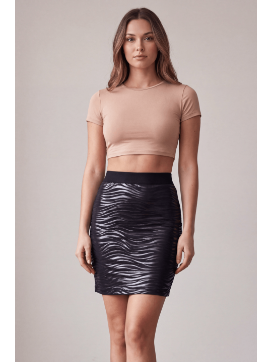 Jupe longue noire imprimé zébré Emma - LSS2-LBLK