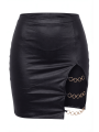 Jupe courte noire Elena fendue sur le côté - LDC08BLK