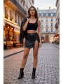 Jupe courte noire Elena fendue sur le côté - LDC08BLK