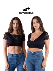 Top court noir bi matière réversible - LTK2-BLK