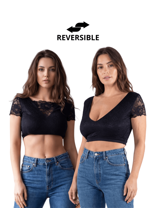 Top court noir bi matière réversible - LTK2-BLK