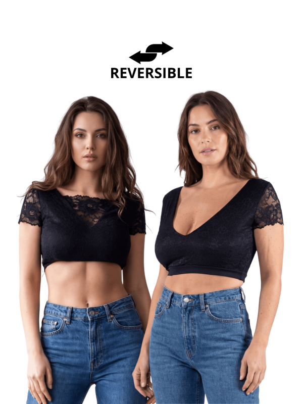 Top court noir bi matière réversible - LTK2-BLK