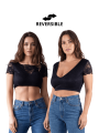 Top court noir bi matière réversible - LTK2-BLK