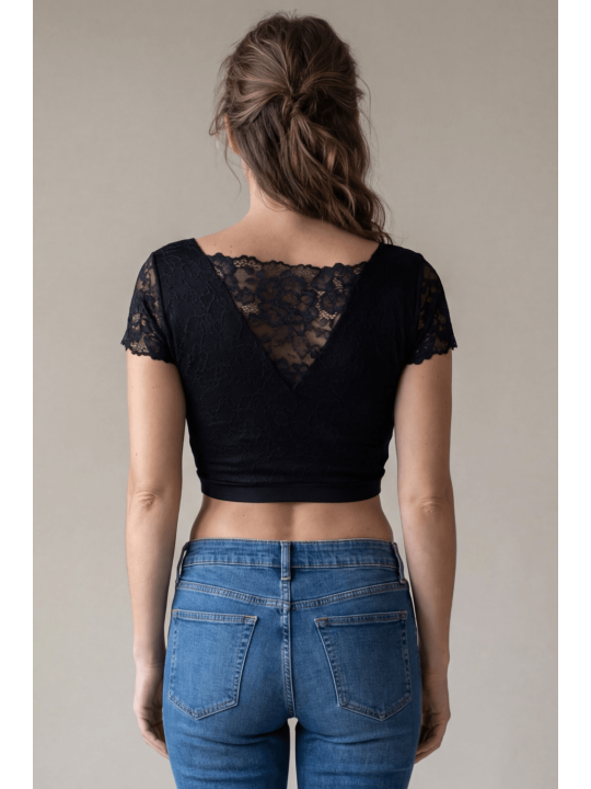 Top court noir bi matière réversible - LTK2-BLK