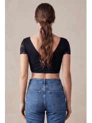 Top court noir bi matière réversible - LTK2-BLK