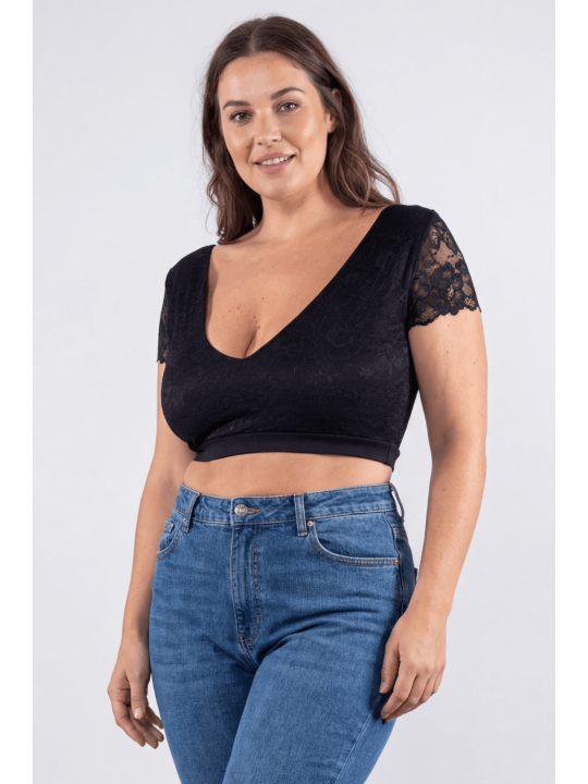 Top court noir bi matière réversible - LTK2-BLK