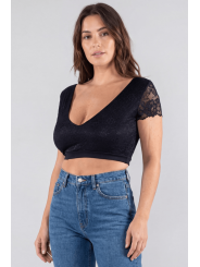 Top court noir bi matière réversible - LTK2-BLK