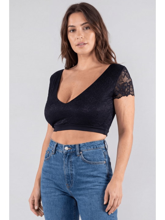 Top court noir bi matière réversible - LTK2-BLK