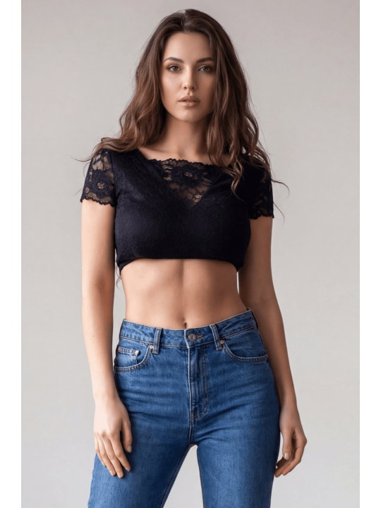 Top court noir bi matière réversible - LTK2-BLK