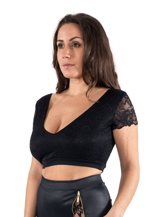 Top court noir bi matière réversible - LTK2-BLK