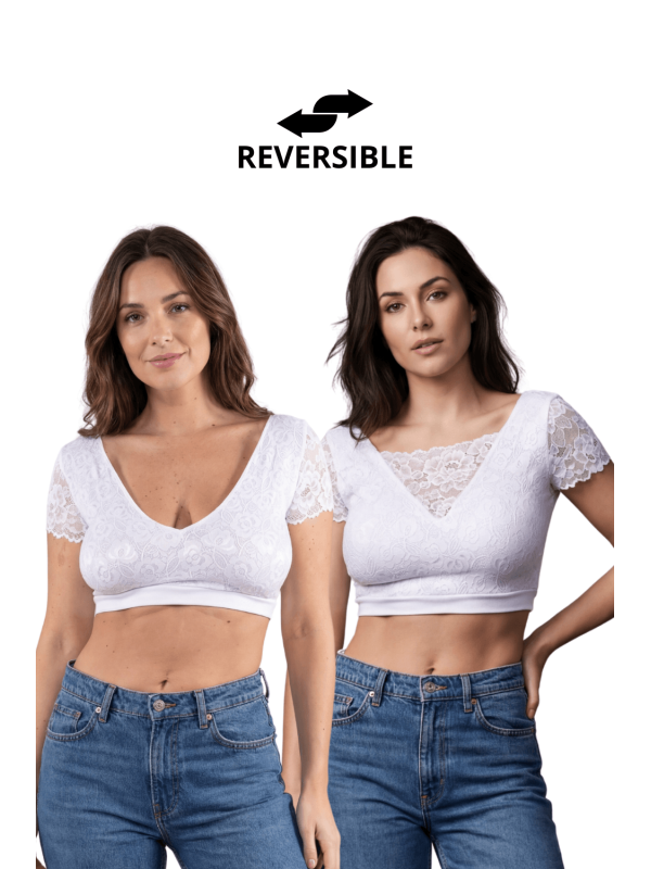 Top sexy court blanc bi matière réversible - LTK2-WHT