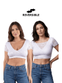 Top sexy court blanc bi matière réversible - LTK2-WHT
