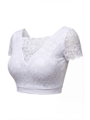 Top sexy court blanc bi matière réversible - LTK2-WHT