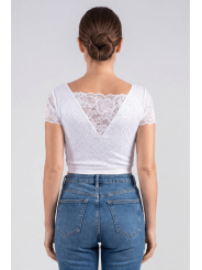 Top sexy court blanc bi matière réversible - LTK2-WHT