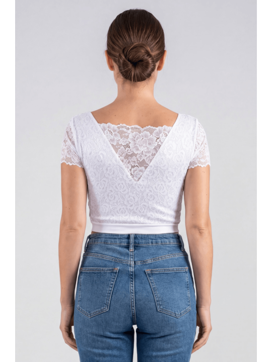 Top sexy court blanc bi matière réversible - LTK2-WHT