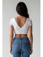 Top sexy court blanc bi matière réversible - LTK2-WHT