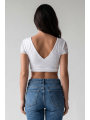 Top sexy court blanc bi matière réversible - LTK2-WHT