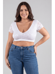 Top sexy court blanc bi matière réversible - LTK2-WHT