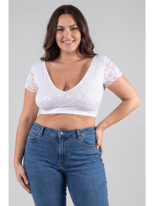 Top sexy court blanc bi matière réversible - LTK2-WHT