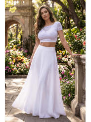 Top sexy court blanc bi matière réversible - LTK2-WHT