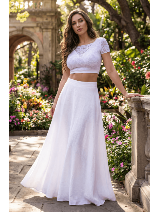 Top sexy court blanc bi matière réversible - LTK2-WHT