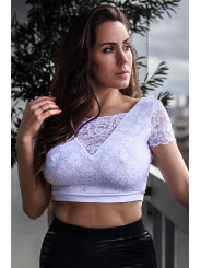 Top sexy court blanc bi matière réversible - LTK2-WHT