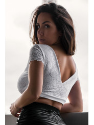 Top sexy court blanc bi matière réversible - LTK2-WHT