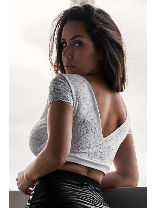Top sexy court blanc bi matière réversible - LTK2-WHT